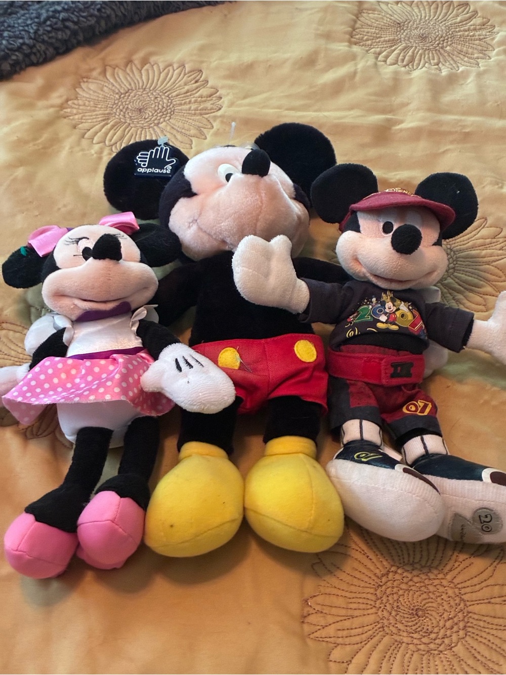 Disney Plush Mickey & Minnie Trio - Black, Pink, Yellow, Red